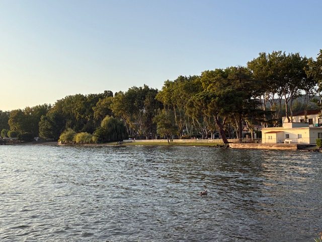 The shore of Lake Bolsena at evening