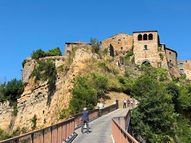The footbridge to Civita in summer